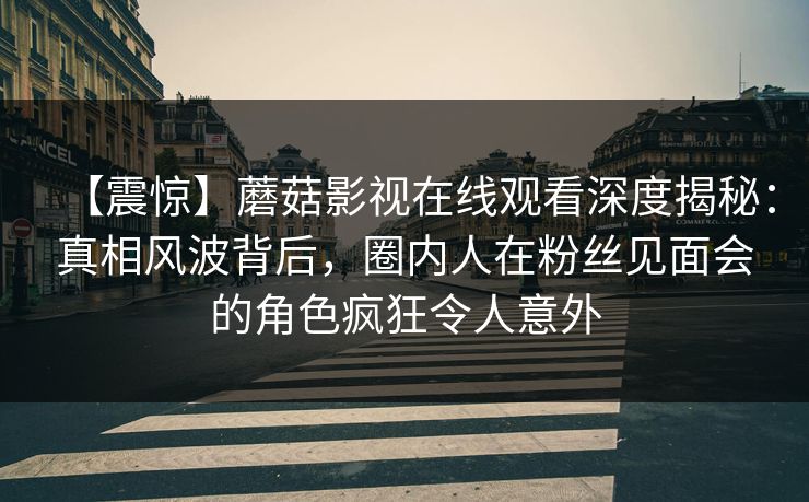 【震惊】蘑菇影视在线观看深度揭秘：真相风波背后，圈内人在粉丝见面会的角色疯狂令人意外