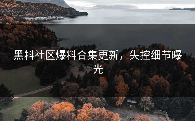 黑料社区爆料合集更新，失控细节曝光