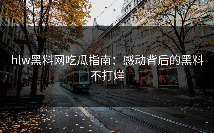 hlw黑料网吃瓜指南：感动背后的黑料不打烊