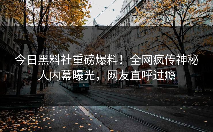 今日黑料社重磅爆料！全网疯传神秘人内幕曝光，网友直呼过瘾