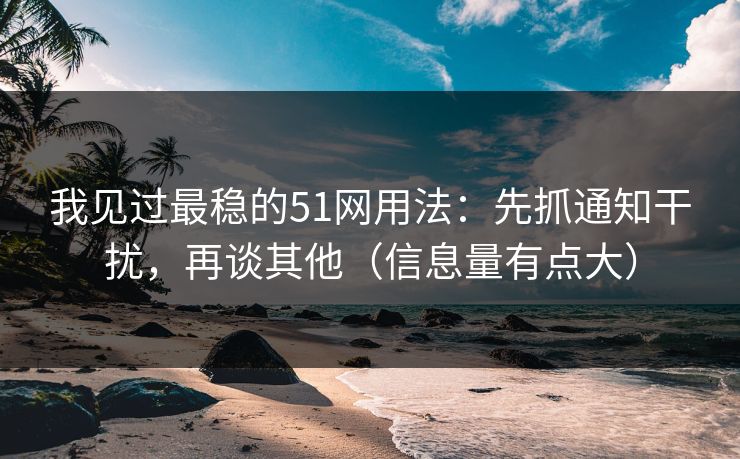 我见过最稳的51网用法：先抓通知干扰，再谈其他（信息量有点大）